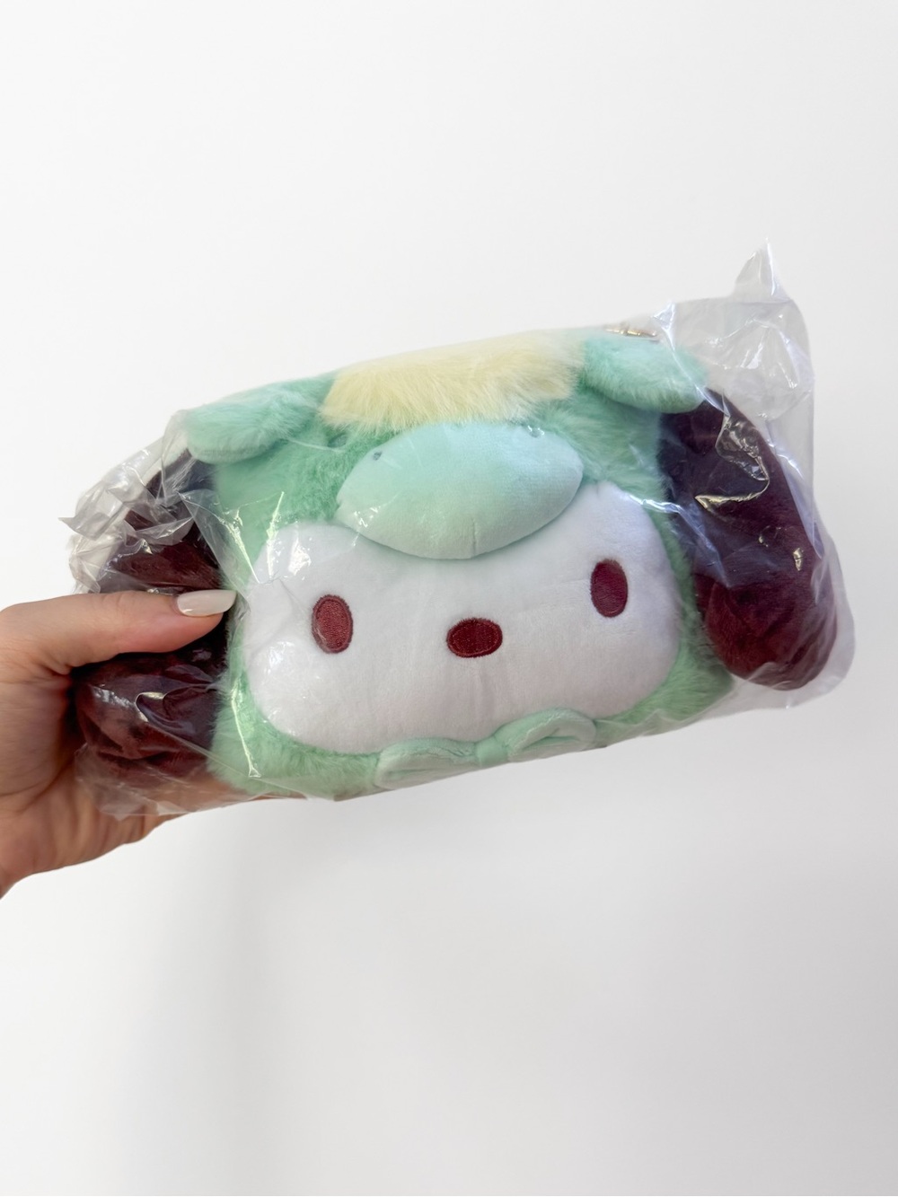 NWT Sanrio Pochacco Plush Bag Zip Purse Mint Green Licensed